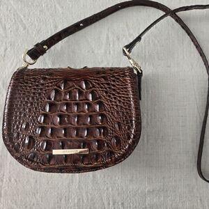 Brahmin Rich Brown Embossed Crossbody Bag